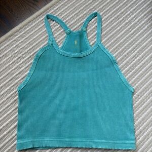 Free People Teal Ribbed Tank Top